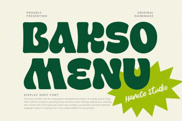 Bakso Menu Font for Bold Business Branding