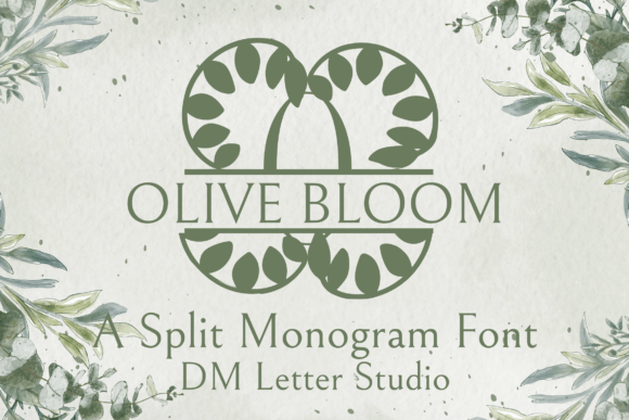 Olive Bloom Split Monogram Font for Branding